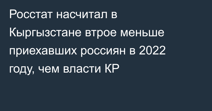Росстат насчитал в Кыргызстане втрое меньше приехавших россиян в 2022 году, чем власти КР
