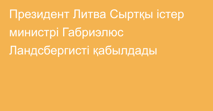 Президент Литва Сыртқы істер министрі Габриэлюс Ландсбергисті қабылдады