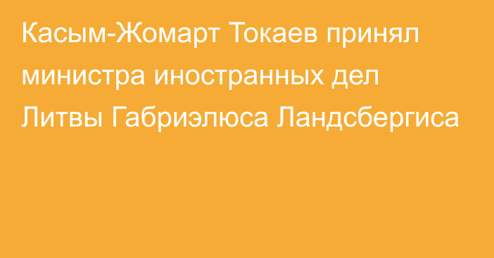 Касым-Жомарт Токаев принял министра иностранных дел Литвы Габриэлюса Ландсбергиса