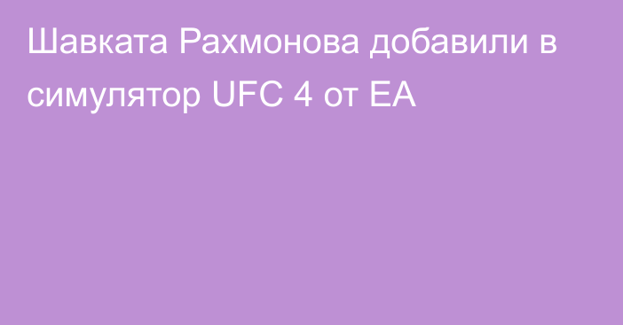 Шавката Рахмонова добавили в симулятор UFC 4 от EA