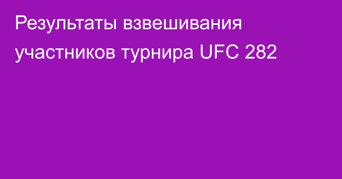 Результаты взвешивания участников турнира UFC 282