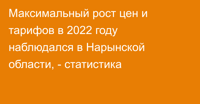 Максимальный рост цен и тарифов в 2022 году наблюдался в Нарынской области, - статистика