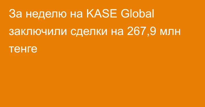 За неделю на KASE Global заключили сделки на 267,9 млн тенге