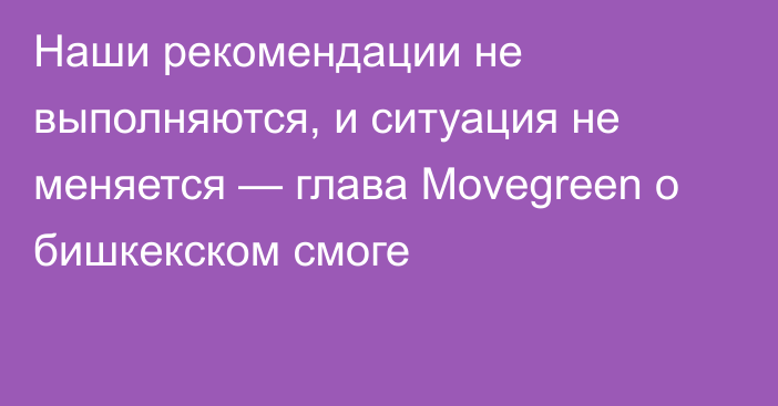 Наши рекомендации не выполняются, и ситуация не меняется — глава Movegreen о бишкекском смоге