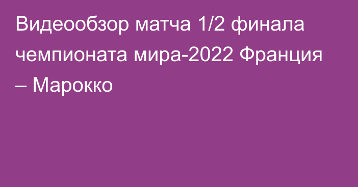 Видеообзор матча 1/2 финала чемпионата мира-2022 Франция – Марокко