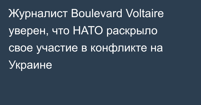 Журналист Boulevard Voltaire уверен, что НАТО раскрыло свое участие в конфликте на Украине