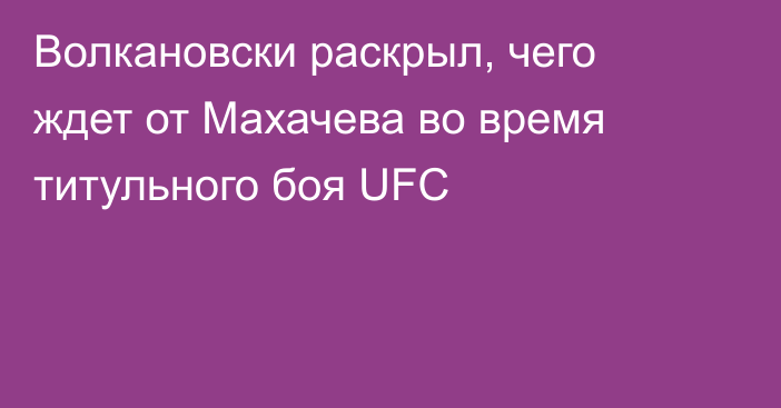 Волкановски раскрыл, чего ждет от Махачева во время титульного боя UFC