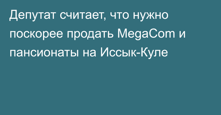 Депутат считает, что нужно поскорее продать MegaCom и пансионаты на Иссык-Куле
