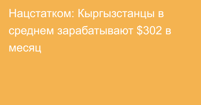 Нацстатком: Кыргызстанцы в среднем зарабатывают $302 в месяц