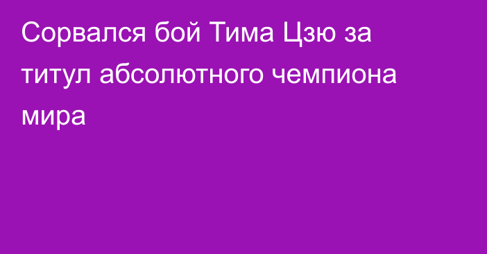 Сорвался бой Тима Цзю за титул абсолютного чемпиона мира