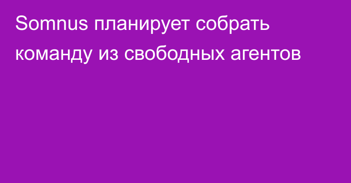 Somnus планирует собрать команду из свободных агентов