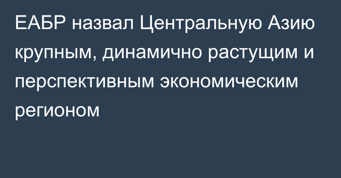 ЕАБР назвал Центральную Азию крупным, динамично растущим и перспективным экономическим регионом