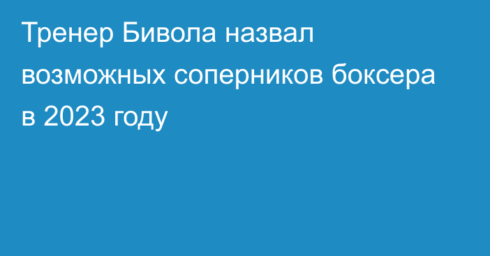 Тренер Бивола назвал возможных соперников боксера в 2023 году