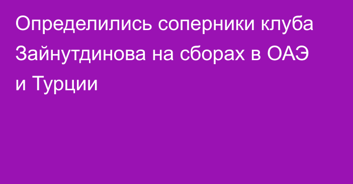 Определились соперники клуба Зайнутдинова на сборах в ОАЭ и Турции