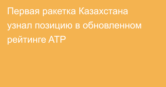 Первая ракетка Казахстана узнал позицию в обновленном рейтинге ATP