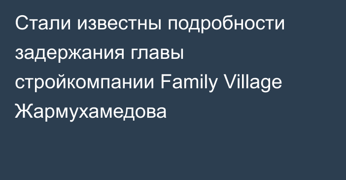 Стали известны подробности задержания главы стройкомпании Family Village Жармухамедова