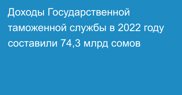 Доходы Государственной таможенной службы в 2022 году составили 74,3 млрд сомов