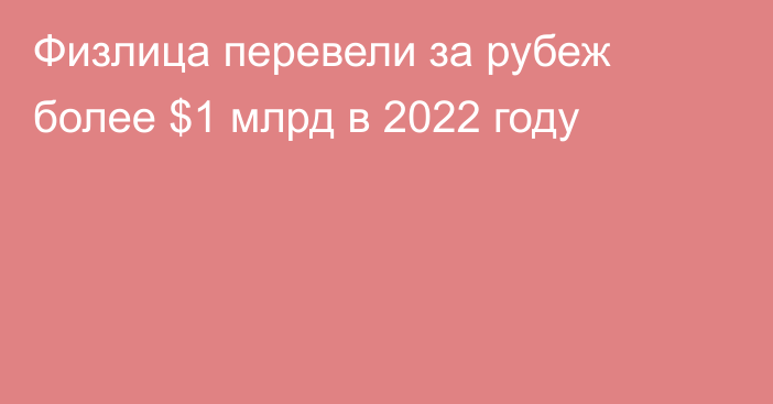 Физлица перевели за рубеж более $1 млрд в 2022 году