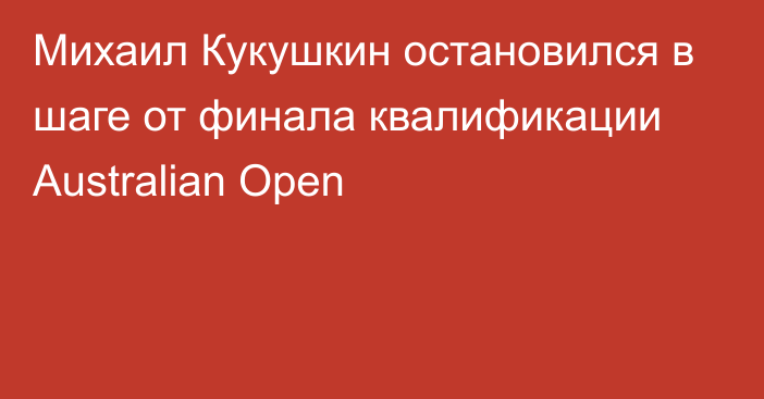 Михаил Кукушкин остановился в шаге от финала квалификации Australian Open