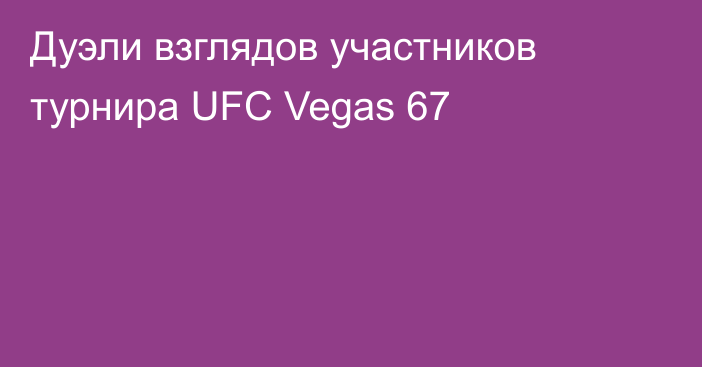 Дуэли взглядов участников турнира UFC Vegas 67