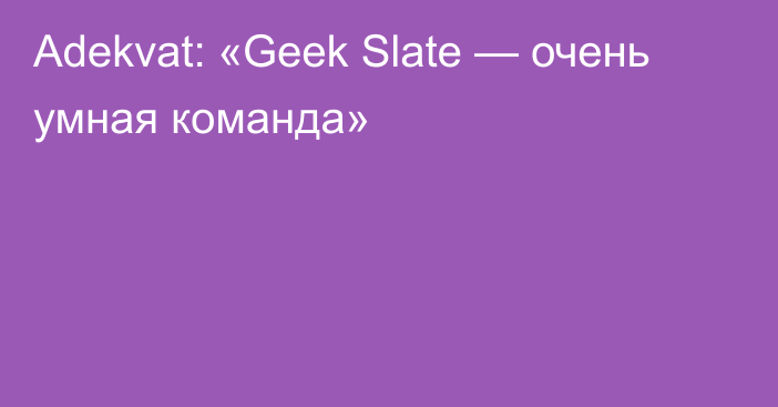 Adekvat: «Geek Slate — очень умная команда»