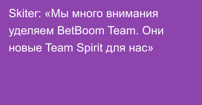 Skiter: «Мы много внимания уделяем BetBoom Team. Они новые Team Spirit для нас»