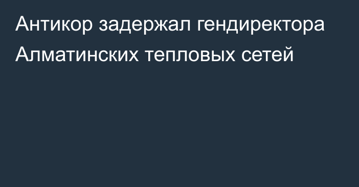 Антикор задержал гендиректора Алматинских тепловых сетей