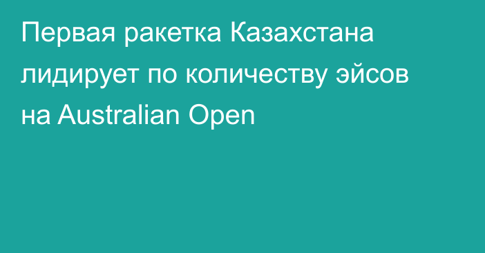 Первая ракетка Казахстана лидирует по количеству эйсов на Australian Open