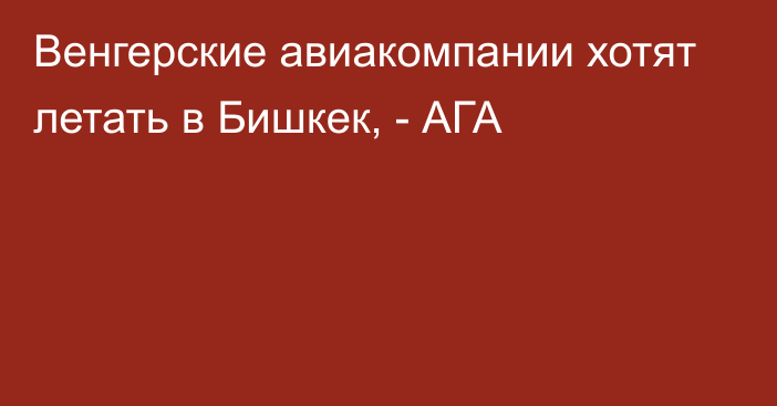 Венгерские авиакомпании хотят летать в Бишкек, - АГА