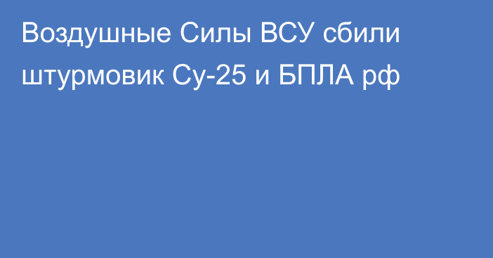 Воздушные Силы ВСУ сбили штурмовик Су-25 и БПЛА рф