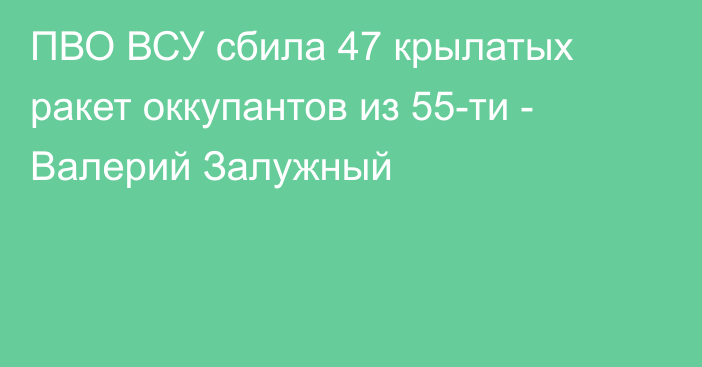 ПВО ВСУ сбила 47 крылатых ракет оккупантов из 55-ти - Валерий Залужный