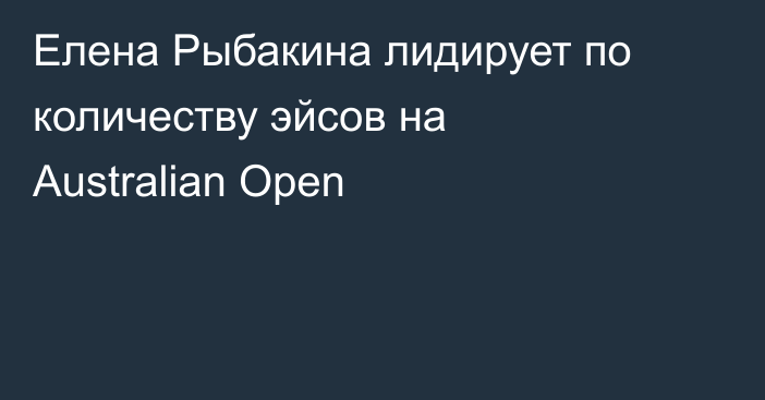 Елена Рыбакина лидирует по количеству эйсов на Australian Open