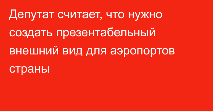 Депутат считает, что нужно создать презентабельный внешний вид для аэропортов страны