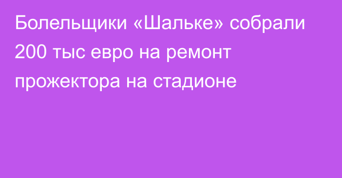 Болельщики «Шальке» собрали 200 тыс евро на ремонт прожектора на стадионе