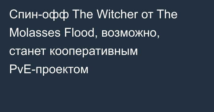 Спин-офф The Witcher от The Molasses Flood, возможно, станет кооперативным PvE-проектом
