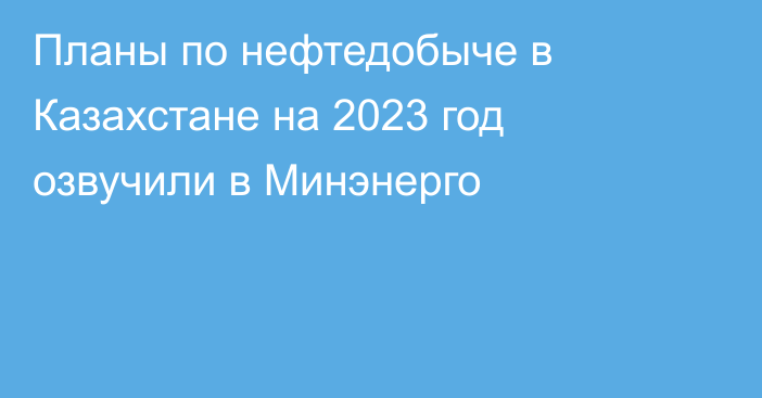 Планы по нефтедобыче в Казахстане на 2023 год озвучили в Минэнерго