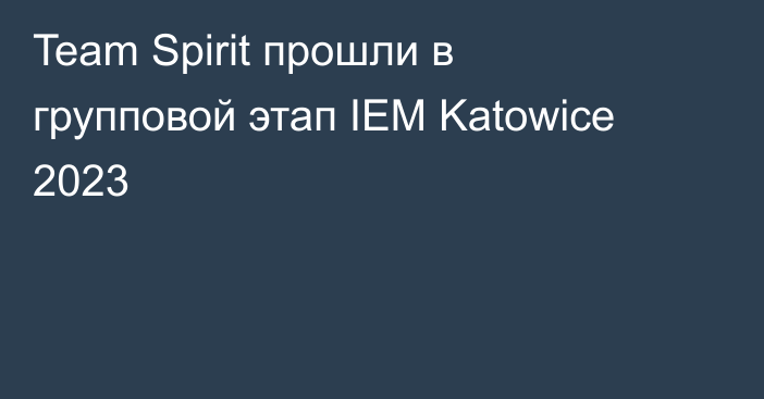 Team Spirit прошли в групповой этап IEM Katowice 2023