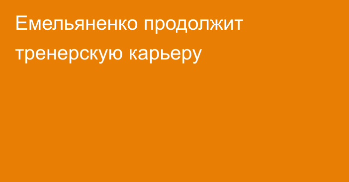 Емельяненко продолжит тренерскую карьеру