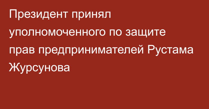 Президент принял уполномоченного по защите прав предпринимателей Рустама Журсунова