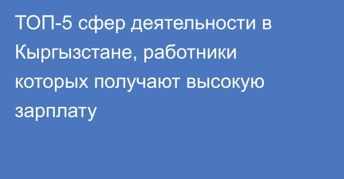 ТОП-5 сфер деятельности в Кыргызстане, работники которых получают высокую зарплату