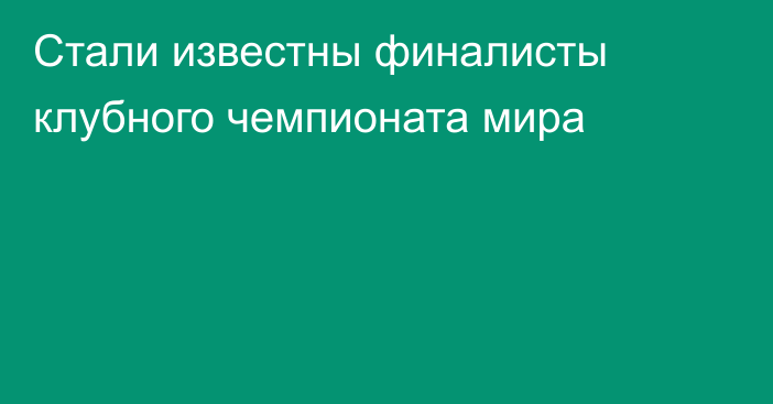 Стали известны финалисты клубного чемпионата мира