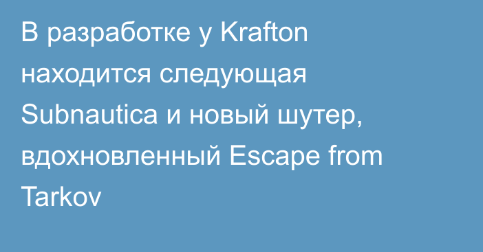 В разработке у Krafton находится следующая Subnautica и новый шутер, вдохновленный Escape from Tarkov