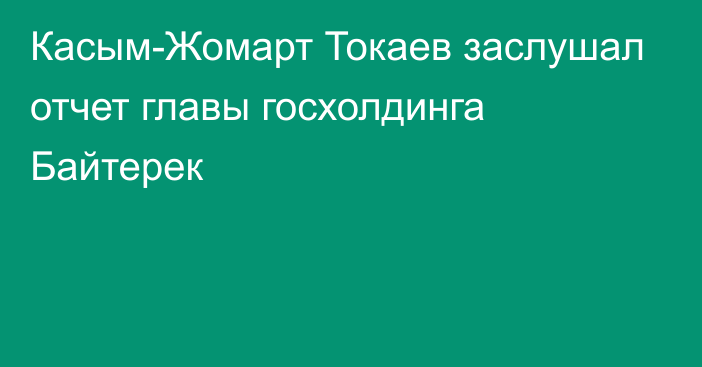 Касым-Жомарт Токаев заслушал отчет главы госхолдинга Байтерек