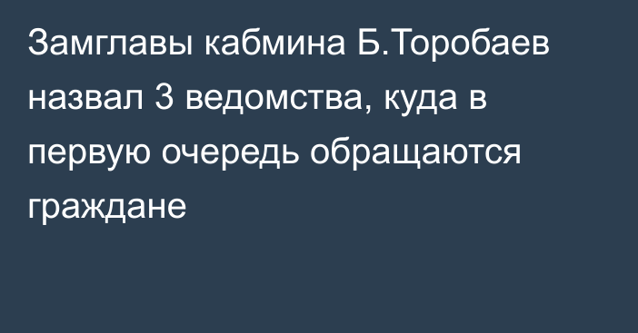 Замглавы кабмина Б.Торобаев назвал 3 ведомства, куда в первую очередь обращаются граждане 