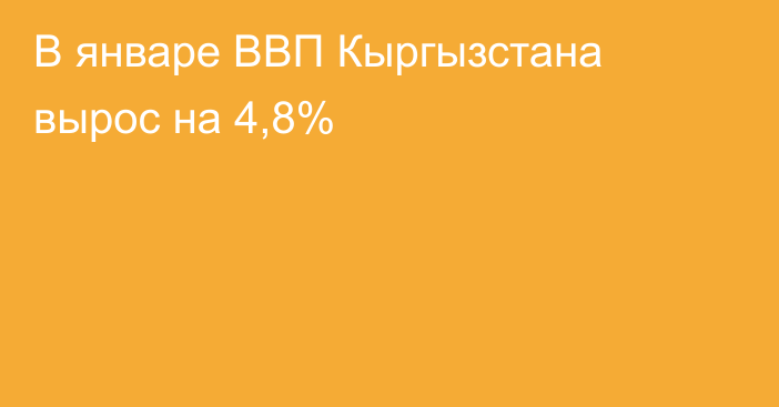 В январе ВВП Кыргызстана вырос на 4,8%