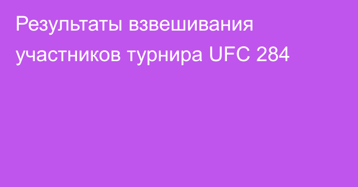 Результаты взвешивания участников турнира UFC 284