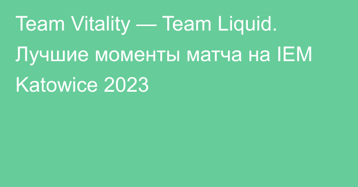 Team Vitality — Team Liquid. Лучшие моменты матча на IEM Katowice 2023