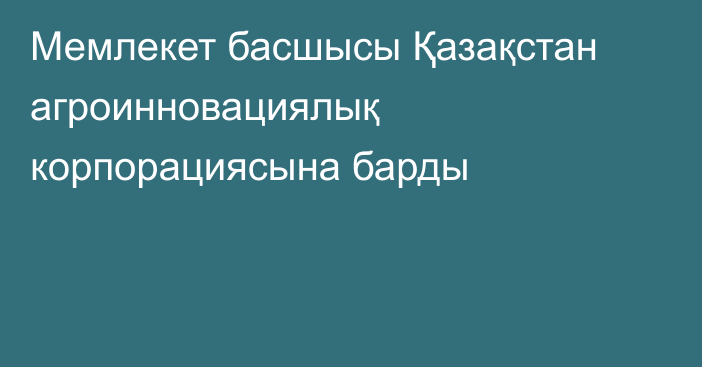 Мемлекет басшысы Қазақстан агроинновациялық корпорациясына барды