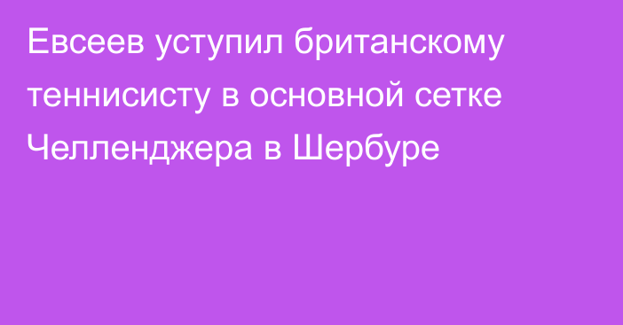 Евсеев уступил британскому теннисисту в основной сетке Челленджера в Шербуре