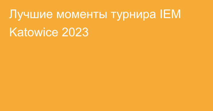 Лучшие моменты турнира IEM Katowice 2023